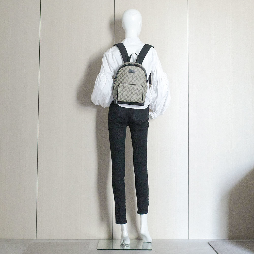 Gucci Gg Supreme Small Backpack Rucksack Beige Black - Picture 7 of 8